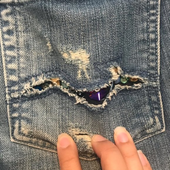 7 For All Mankind Bootcut Crystal Pocket Jeans 29 - Picture 7 of 8